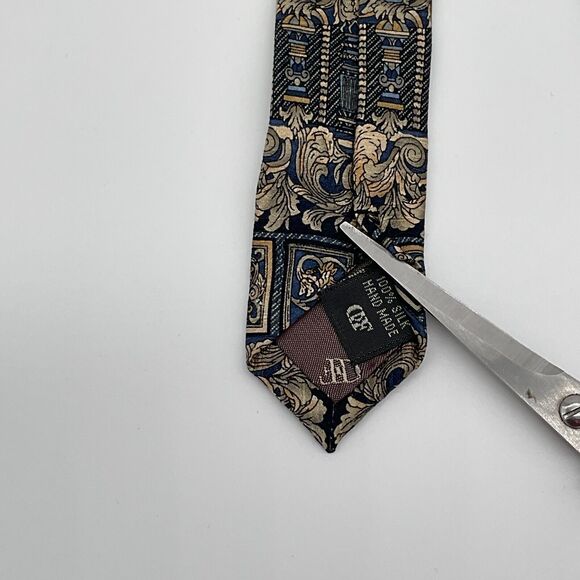 Daniel De Fasson Ionic Tie 100% Silk Blue Handmade Tie Designer - Picture 2 of 5